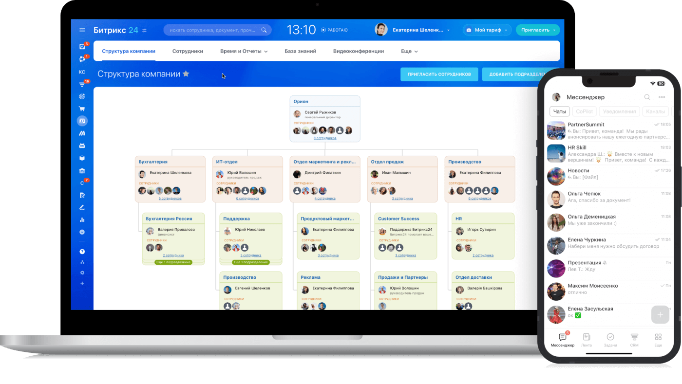 Взаимосвязь со структурой компании